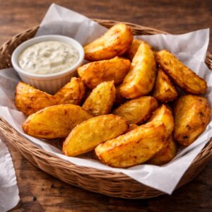 Papas rústicas con salsa a elección